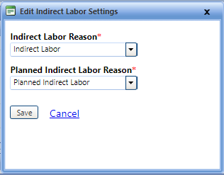 Edit indirect labor settings